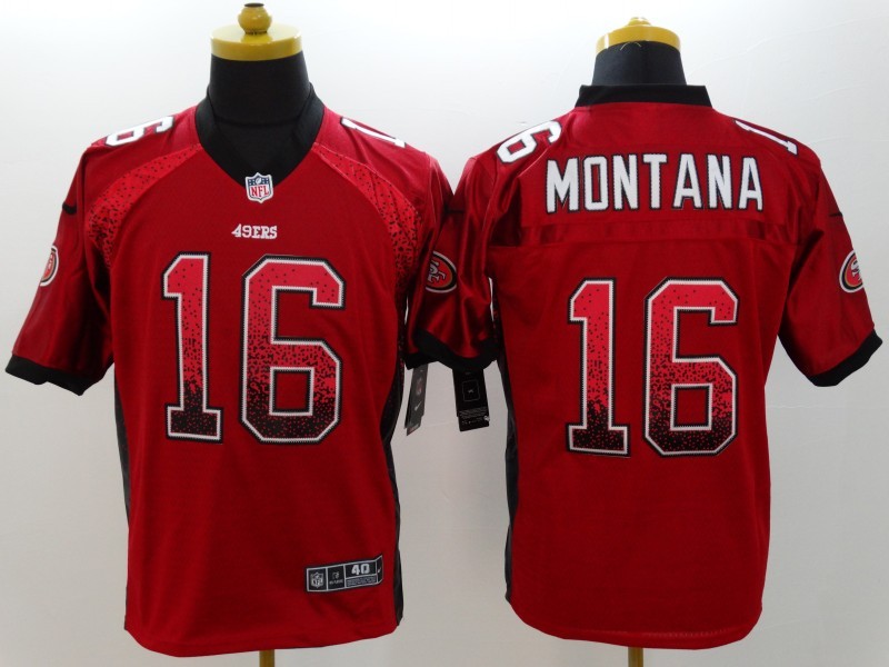Men's San Francisco 49ers Joe Montana #16 Red Authentic Jersey